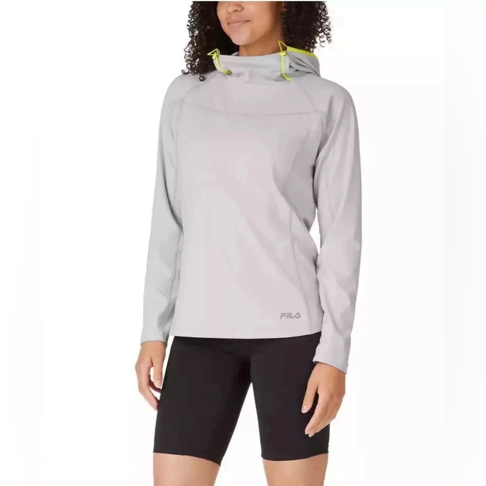 Fila Women’s Midweight Training Pullover Hoodie
Sz M Light Gray/Neon Yellow Trim